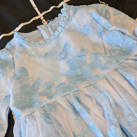 Kids Blue Lace Dress - Picture 6 of 7